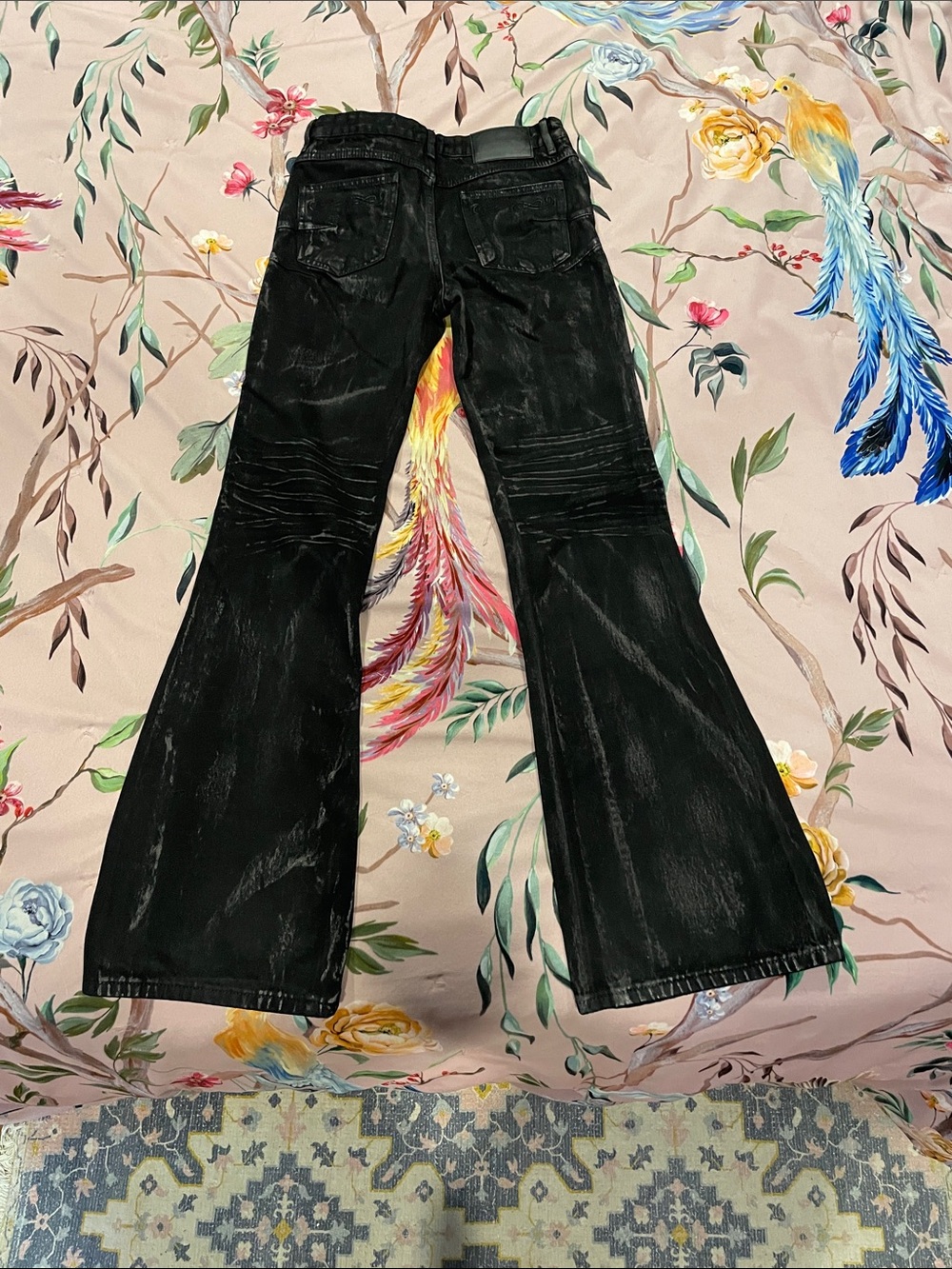 BACKSTAGE V2 FLARED JEANS IN WAXED SELVEDGE CHARCOAL DENIM size XS by Lamentist